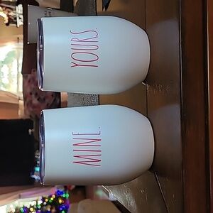 Rae Dunn Yours & Mine wine tumblers
